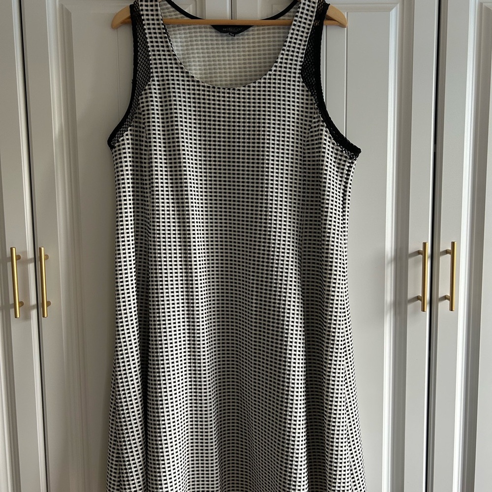 Michel Studio Black and White Grid Maxi Dress